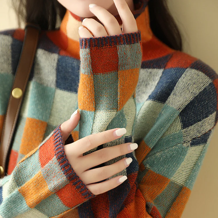 Saluzzo Patchwork Turtleneck Sweater