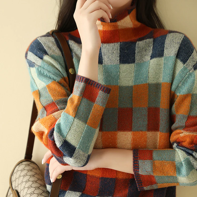 Saluzzo Patchwork Turtleneck Sweater